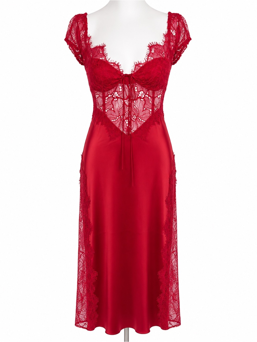 For Love and Lemons Red Lace & Satin Chemise